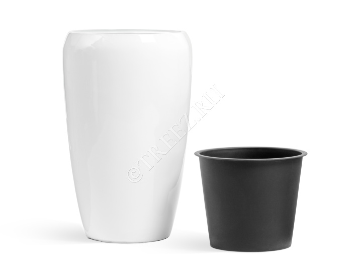 Кашпо TREEZ Effectory - Gloss - Высокий округлый конус - Белый глянцевый лак фото