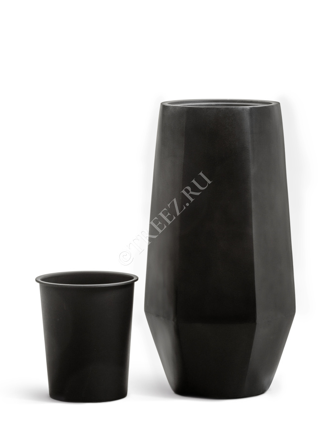 Кашпо TREEZ Effectory - Crystal - Высокий многогранник - Антрацит фото