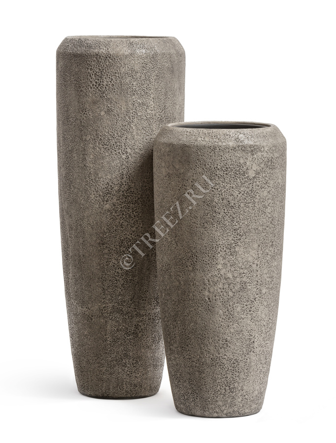 Кашпо TREEZ Effectory - Volcano - Высокий конус Design - Серо-коричневый туф фото