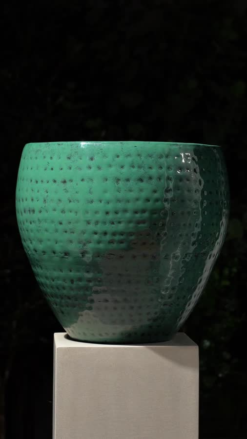 Кашпо TREEZ Effectory - Ron - Чаша Classic - Зелёно-голубой Нефрит (эмаль) фото